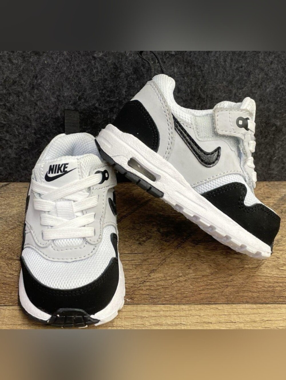 Nike Air Max 1 Easyon (TD) White Black Toddler Sneakers Size 4C NIB $65 - Picture 6 of 12